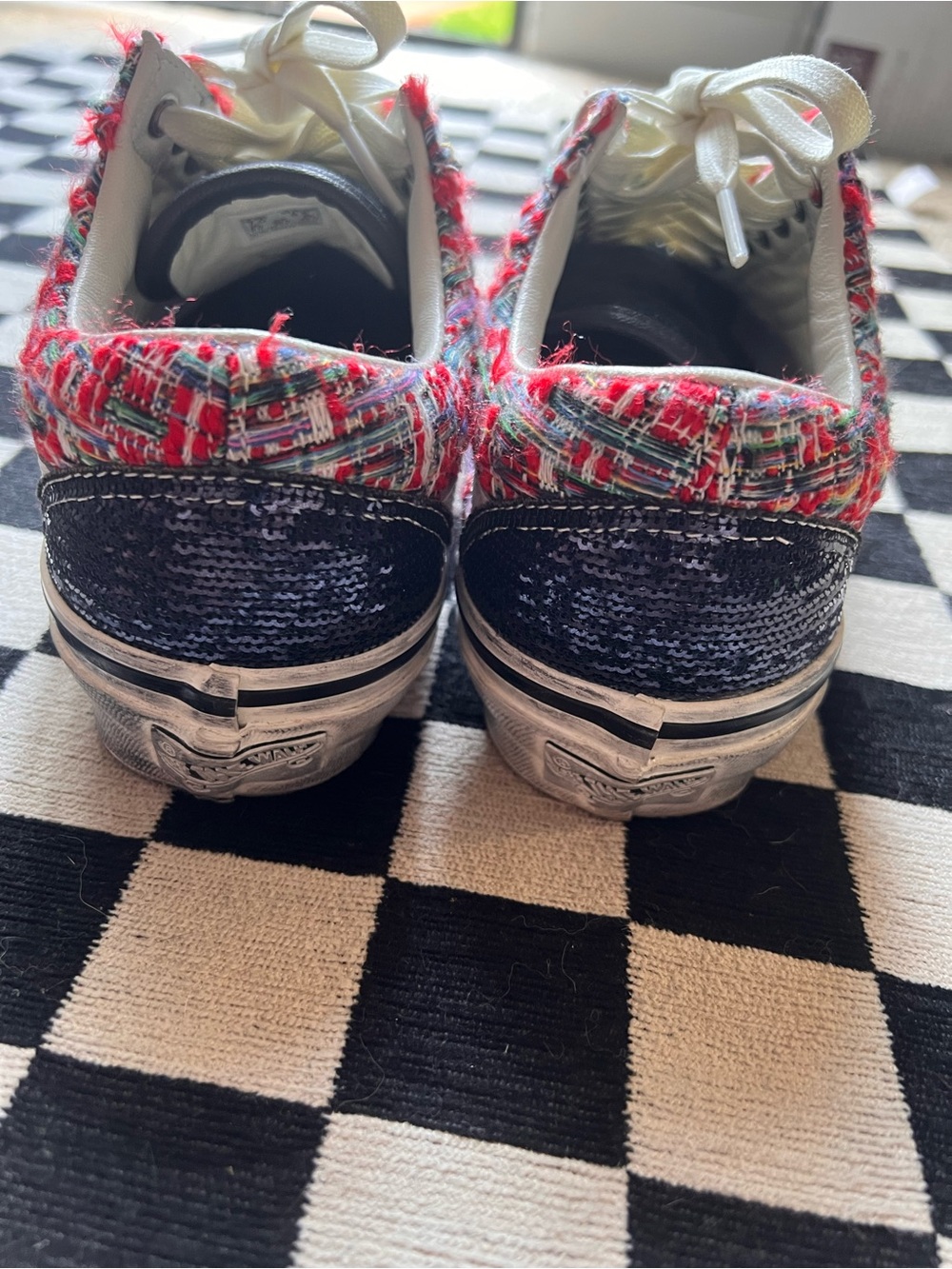 Premium Red Tweed Old Skool Vans - Picture 4 of 4